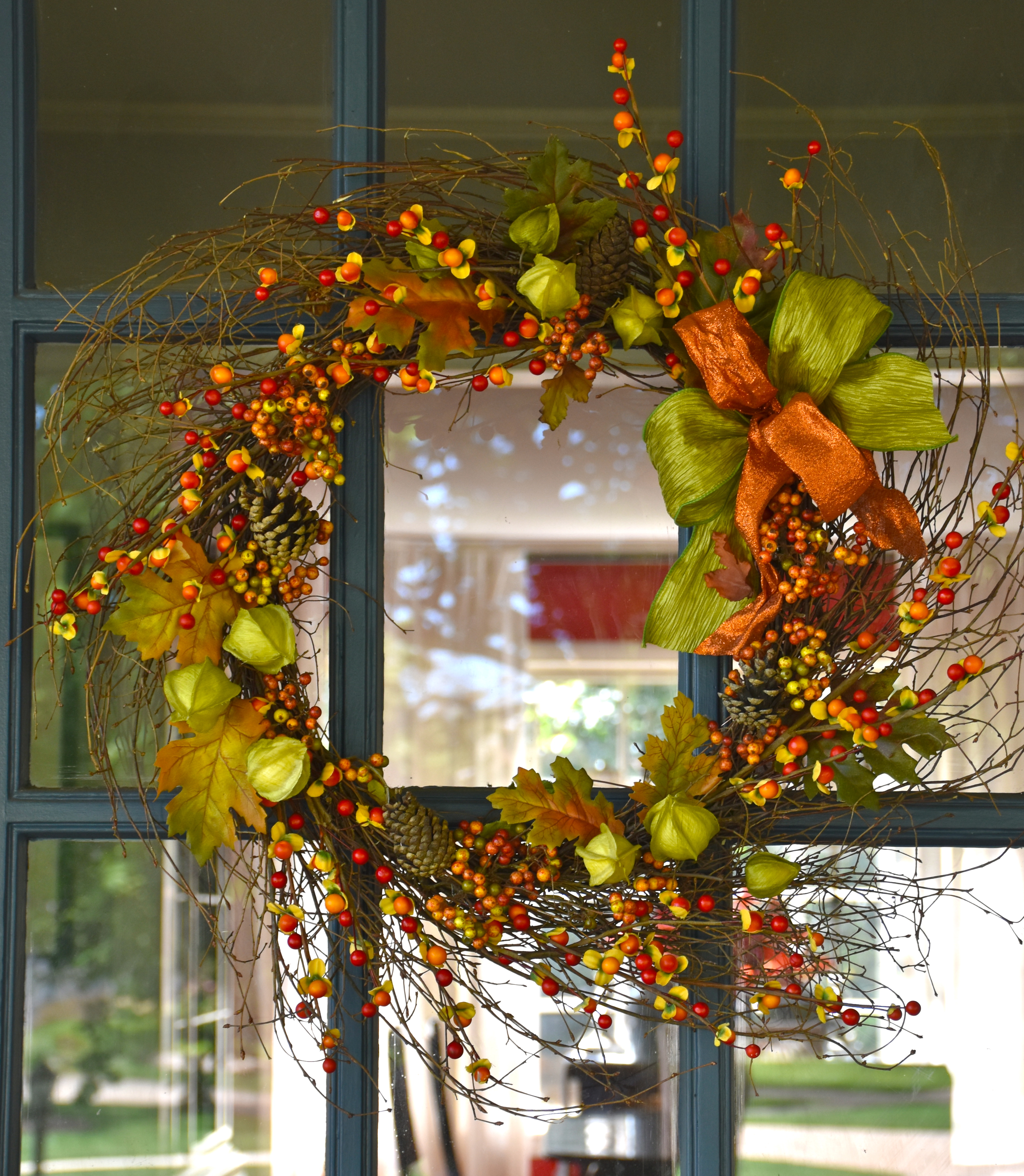 Outlets Autumn Wreath, fall leaves, football Mums, cabbage roses and bittersweet, Thistles and Bittersweet, Fall front door, Farm house Wreath