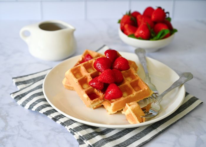 Waffles with Strawberry Syrup